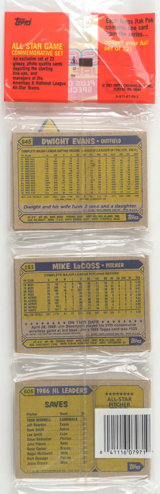 1987 Topps Baseball Picture Cards Rack Pack with (49) Cards at PristineAuction.com 1987 Topps Baseball Picture Cards Rack Pack with (49) Cards at PristineAuction.com