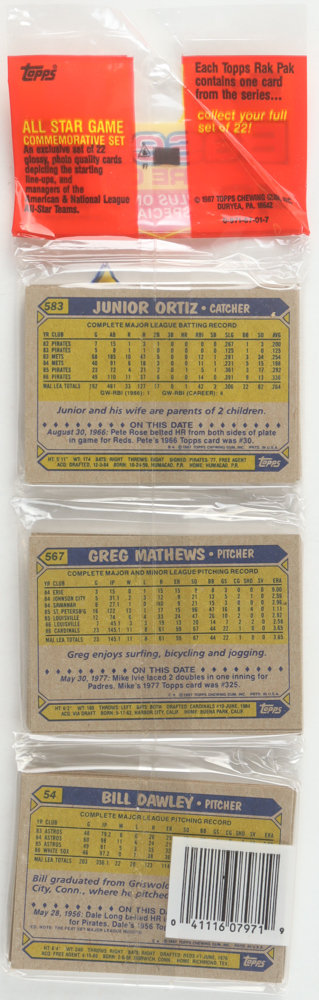 1987 Topps Baseball Picture Cards Rack Pack with (49) Cards at PristineAuction.com 1987 Topps Baseball Picture Cards Rack Pack with (49) Cards at PristineAuction.com