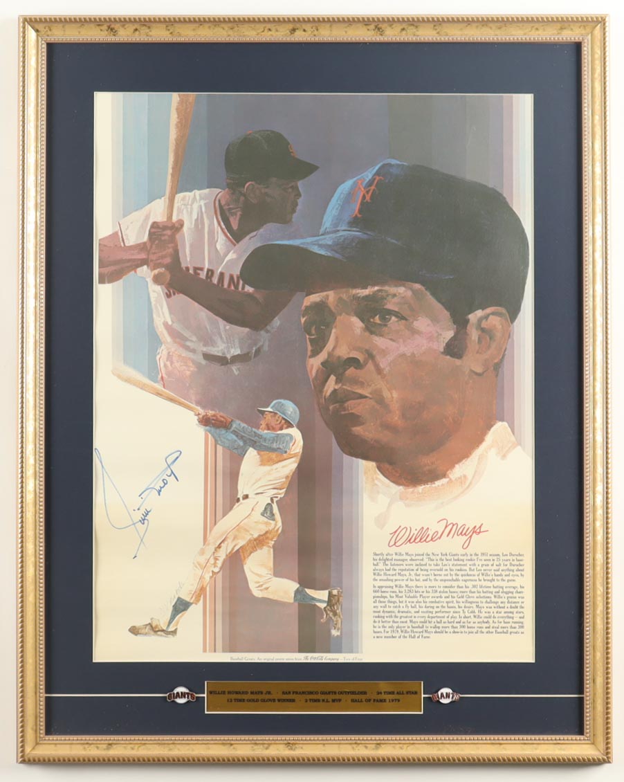 Willie Mays Signed Custom Framed Poster Display (Beckett) at PristineAuction.com Willie Mays Signed Custom Framed Poster Display (Beckett) at PristineAuction.com