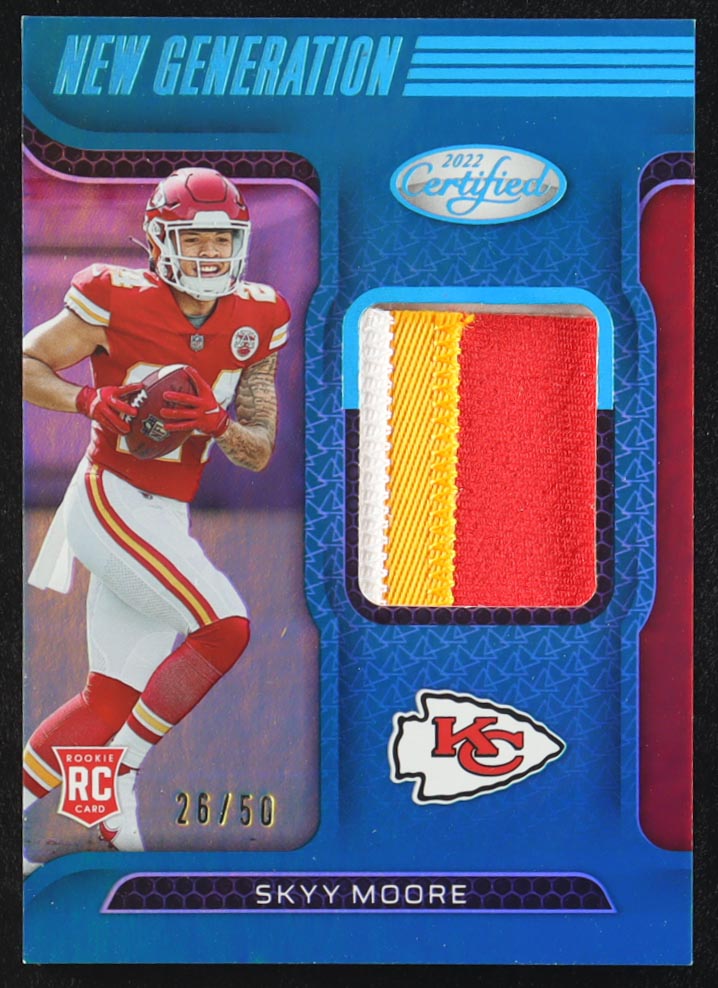 Skyy Moore 2022 Certified New Generation Jerseys Mirror Teal #18 #26/50 RC at PristineAuction.com Skyy Moore 2022 Certified New Generation Jerseys Mirror Teal #18 #26/50 RC at PristineAuction.com