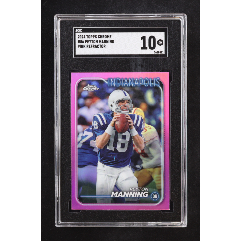 Peyton Manning 2024 Topps Chrome Pink Refractor #86 (SGC 10) at PristineAuction.com