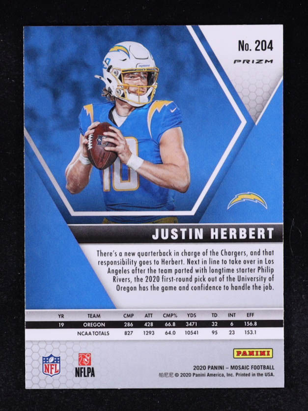 Justin Herbert 2020 Panini Mosaic Mosaic Camo Pink #204 RC at PristineAuction.com Justin Herbert 2020 Panini Mosaic Mosaic Camo Pink #204 RC at PristineAuction.com
