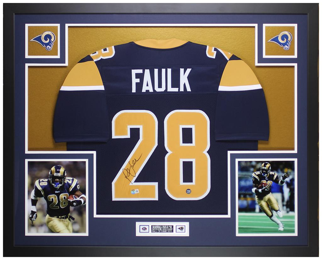 Marshall Faulk Signed Custom Framed Jersey Display (Beckett) at PristineAuction.com Marshall Faulk Signed Custom Framed Jersey Display (Beckett) at PristineAuction.com
