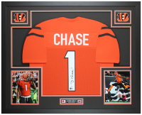 Ja'Marr Chase Signed Custom Framed Jersey Display (Beckett) at PristineAuction.com
