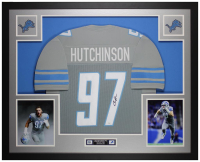 Aidan Hutchinson Signed Custom Framed Jersey Display (JSA) at PristineAuction.com