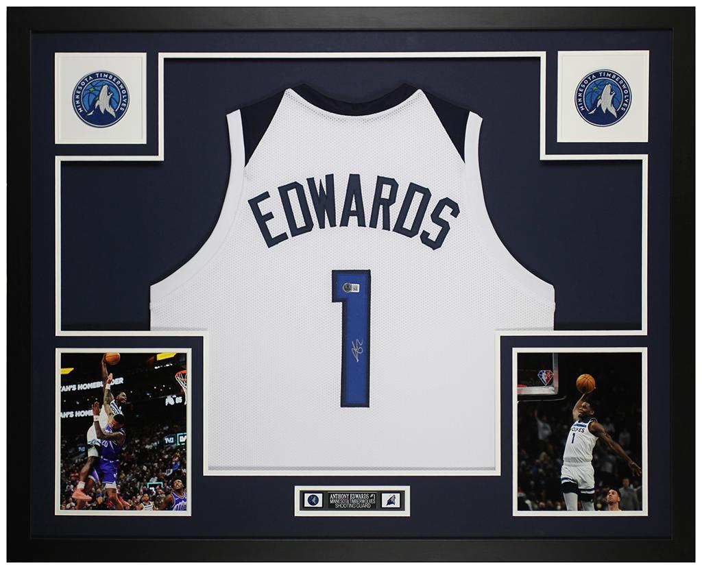 Anthony Edwards Signed Custom Framed Jersey Display (Beckett) at PristineAuction.com Anthony Edwards Signed Custom Framed Jersey Display (Beckett) at PristineAuction.com