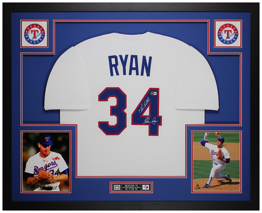 Nolan Ryan Signed Rangers Custom Framed Nike Authentic Jersey Display Inscribed "7 No Hitters" (Beckett) at PristineAuction.com Nolan Ryan Signed Rangers Custom Framed Nike Authentic Jersey Display Inscribed "7 No Hitters" (Beckett) at PristineAuction.com