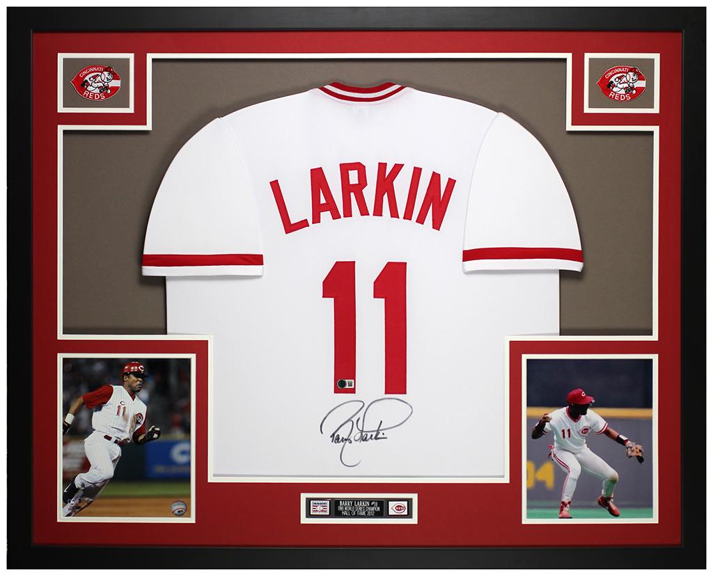 Barry Larkin Signed Custom Framed Jersey Display (Beckett) at PristineAuction.com Barry Larkin Signed Custom Framed Jersey Display (Beckett) at PristineAuction.com