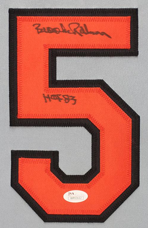 Brooks Robinson Signed Custom Framed Jersey Display Inscribed "HOF 83" (JSA) at PristineAuction.com Brooks Robinson Signed Custom Framed Jersey Display Inscribed "HOF 83" (JSA) at PristineAuction.com