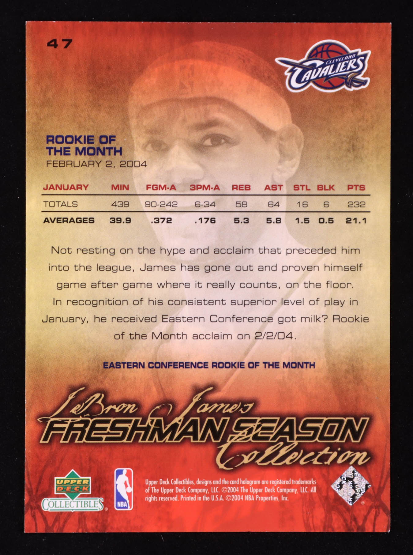 LeBron James 2004 Upper Deck LeBron James Freshman Season #47 at PristineAuction.com LeBron James 2004 Upper Deck LeBron James Freshman Season #47 at PristineAuction.com