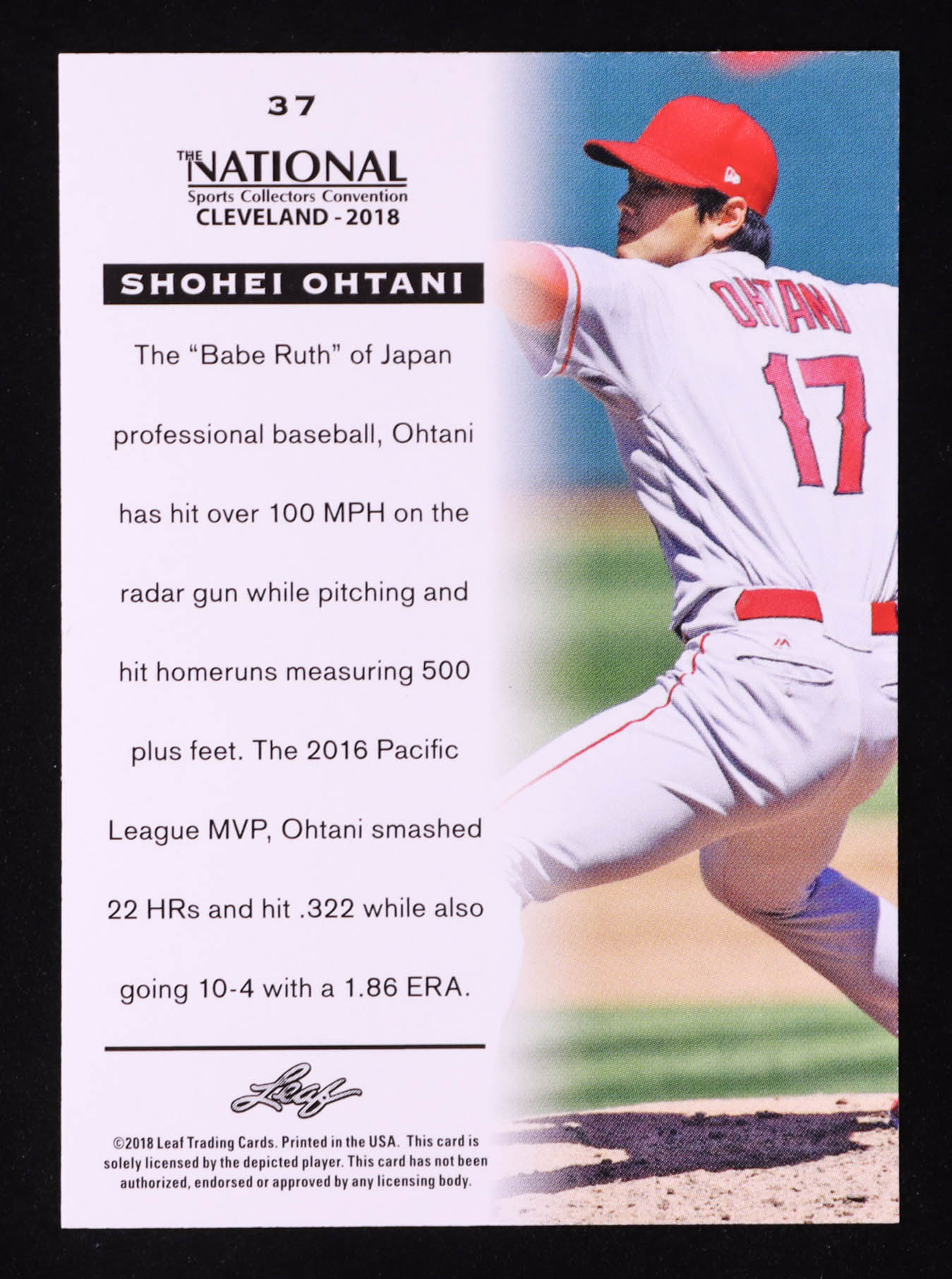 Shohei Ohtani 2018 Leaf National Convention #37 RC at PristineAuction.com Shohei Ohtani 2018 Leaf National Convention #37 RC at PristineAuction.com