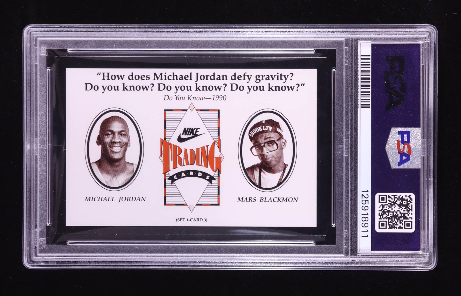 1991 Nike Michael Jordan / Spike Lee #3 Do You Know 1990 (PSA 9) at PristineAuction.com 1991 Nike Michael Jordan / Spike Lee #3 Do You Know 1990 (PSA 9) at PristineAuction.com