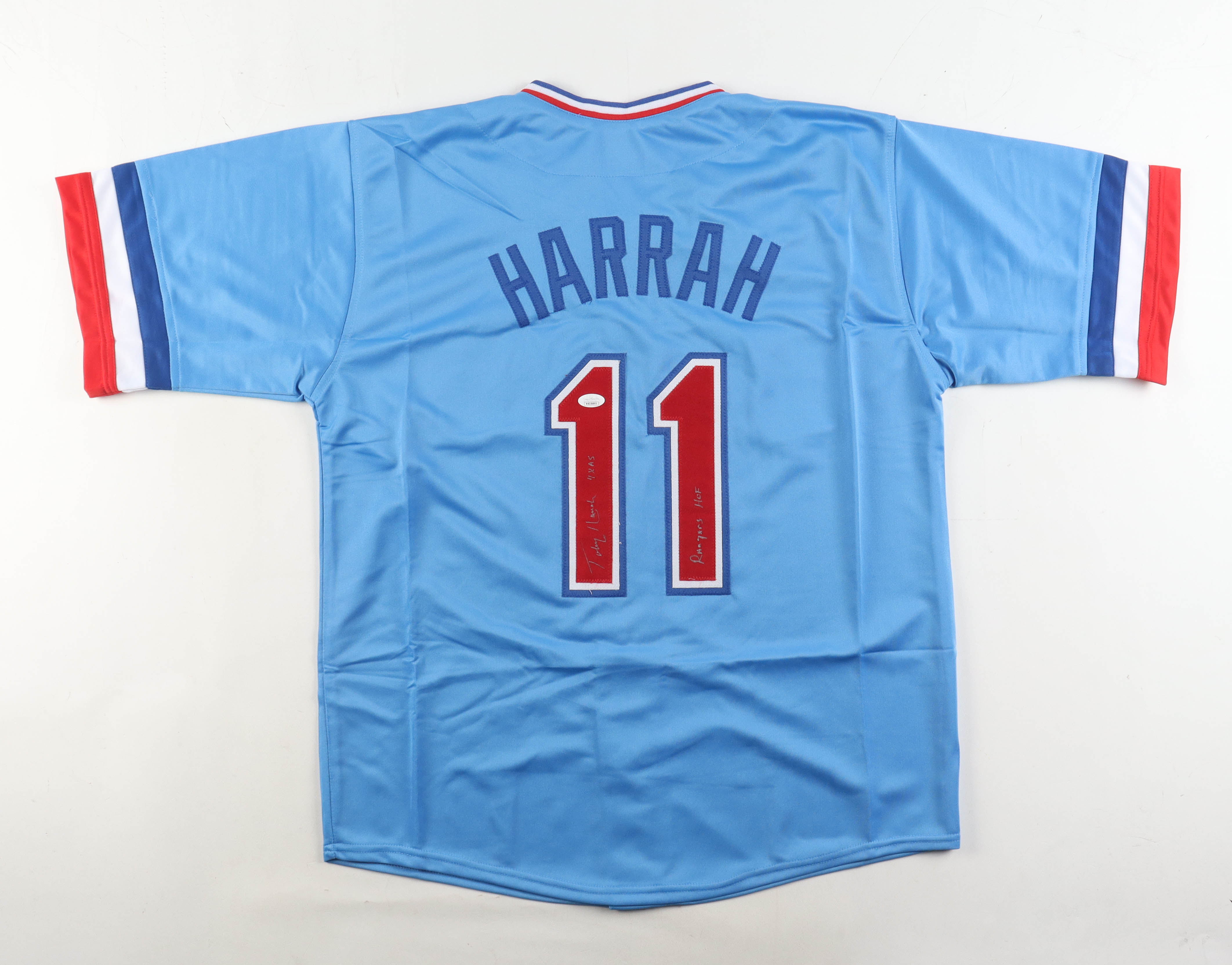 Toby Harrah Signed Jersey Inscribed "4x AS" & "Rangers HOF" (JSA) at PristineAuction.com Toby Harrah Signed Jersey Inscribed "4x AS" & "Rangers HOF" (JSA) at PristineAuction.com