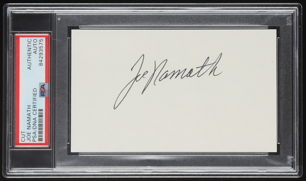 Joe Namath Signed 3x5 Cut (PSA) at PristineAuction.com Joe Namath Signed 3x5 Cut (PSA) at PristineAuction.com