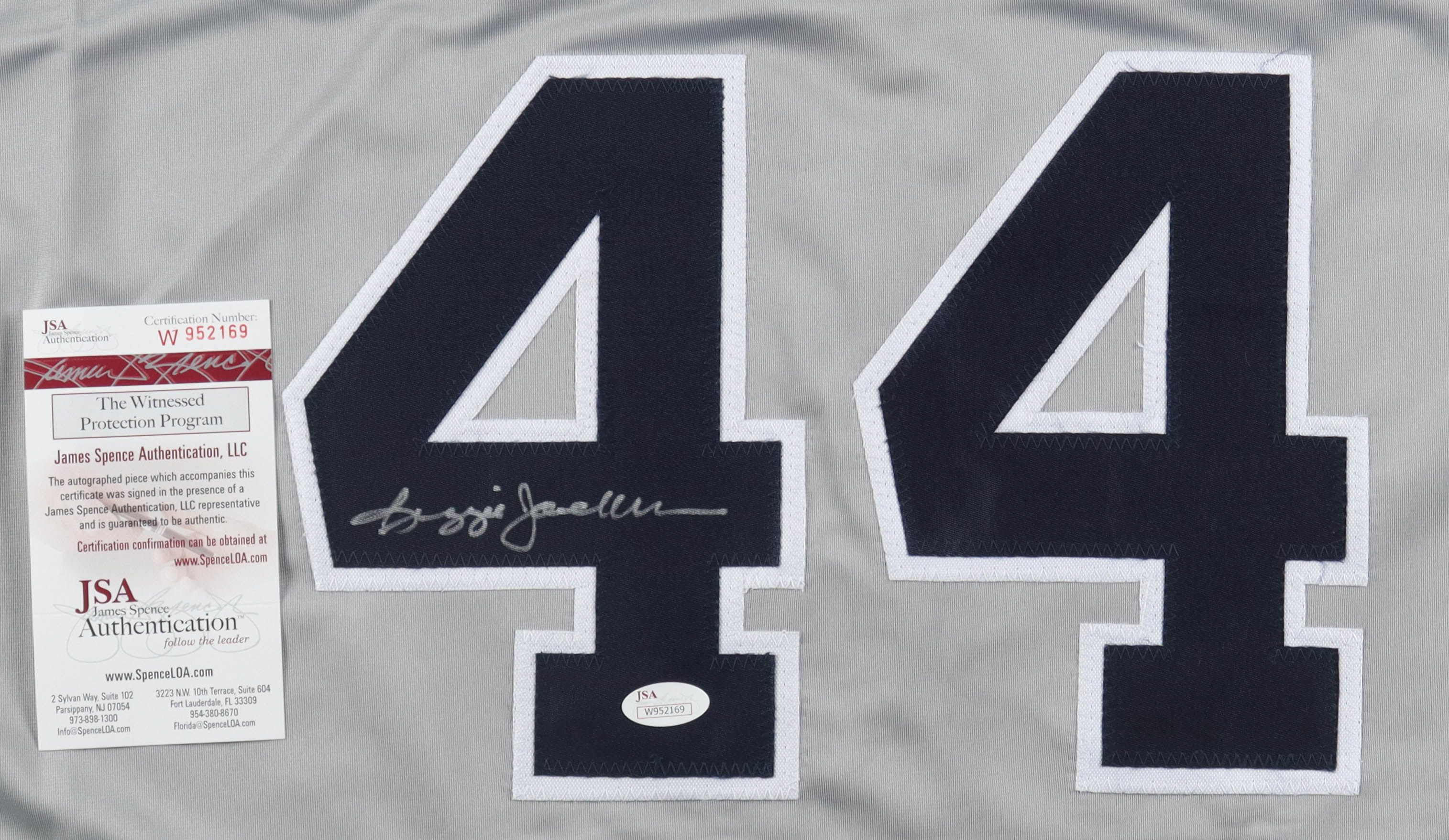 Reggie Jackson Signed Career Highlight Stat Jersey (JSA) at PristineAuction.com Reggie Jackson Signed Career Highlight Stat Jersey (JSA) at PristineAuction.com