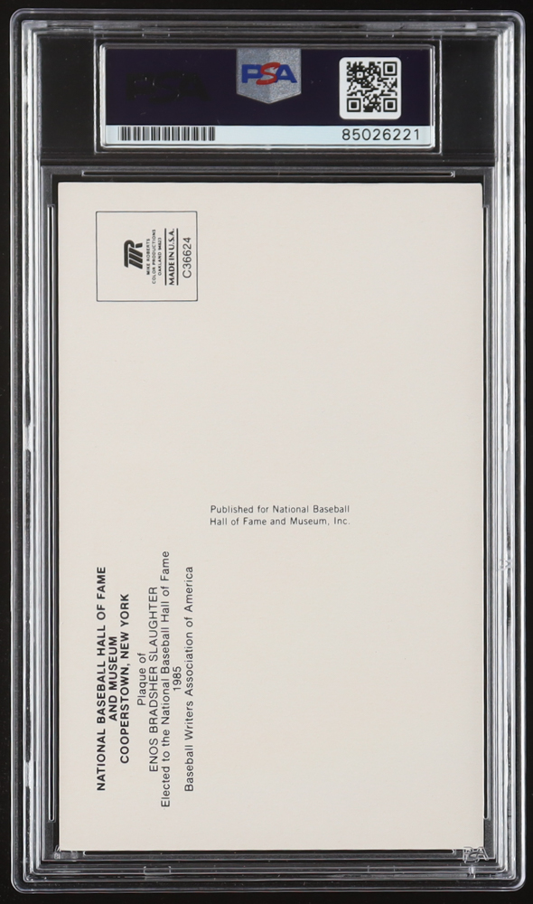 Enos Slaughter Signed Hall of Fame Plaque Postcard (PSA) at PristineAuction.com Enos Slaughter Signed Hall of Fame Plaque Postcard (PSA) at PristineAuction.com