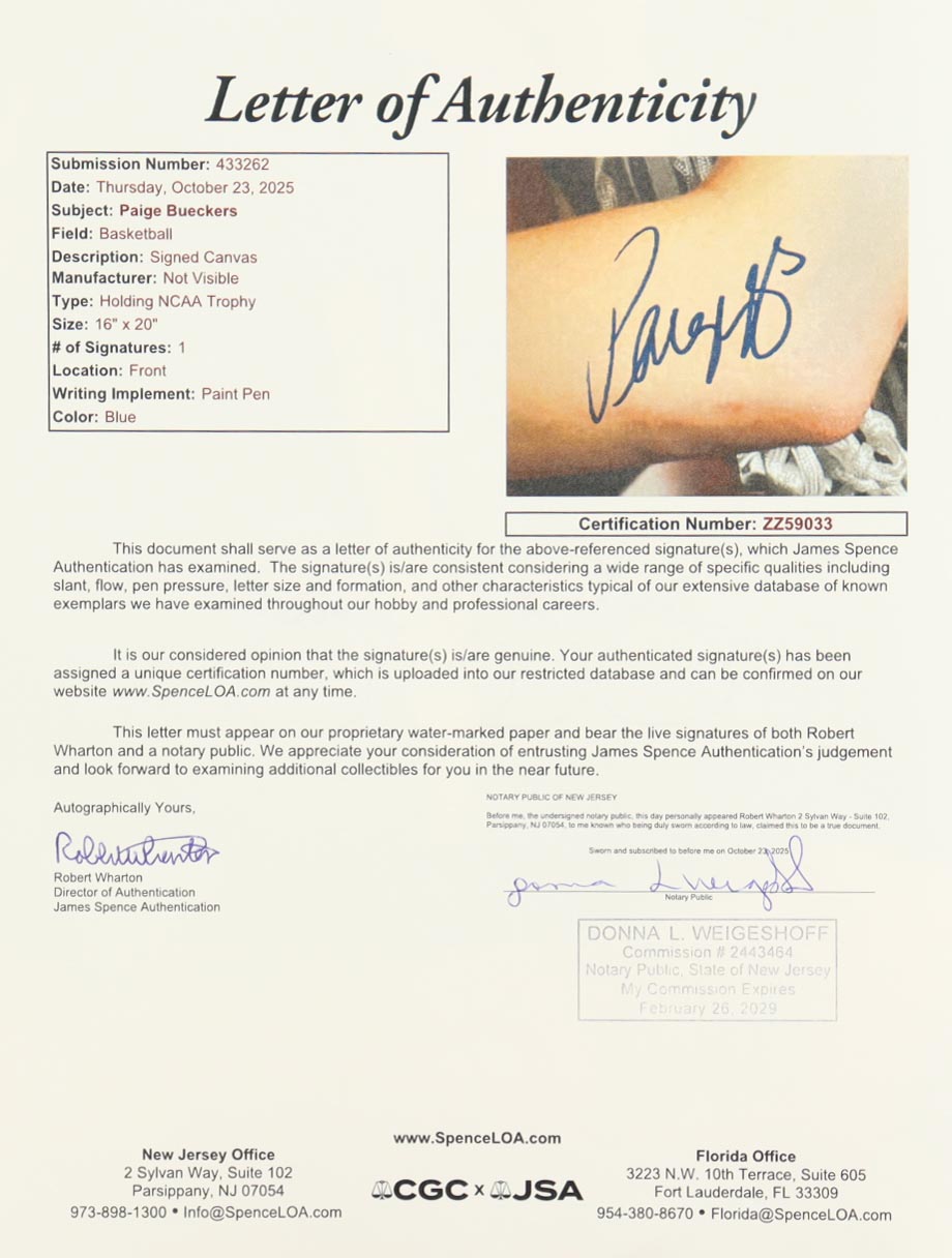 Paige Bueckers Signed Wings 16x20 Custom Canvas Print (JSA) at PristineAuction.com Paige Bueckers Signed Wings 16x20 Custom Canvas Print (JSA) at PristineAuction.com