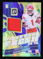 Xavier Worthy 2024 Donruss Optic First Year Fresh Jerseys Blue Hyper #42 RC at PristineAuction.com
