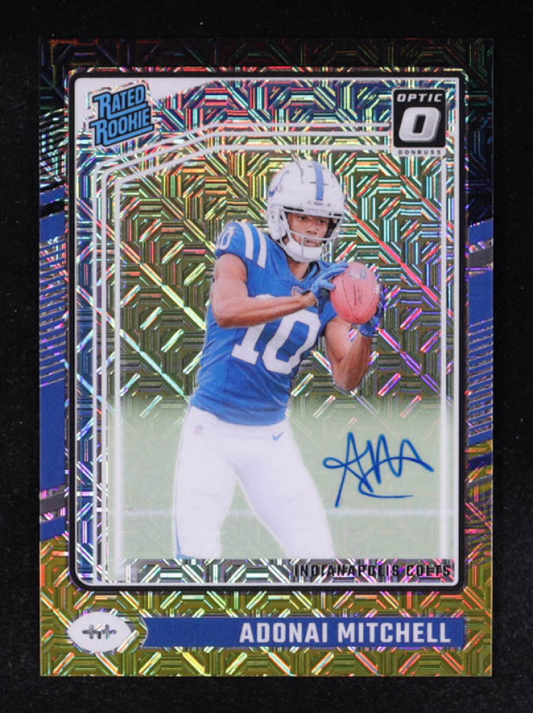 Adonai Mitchell 2024 Donruss Optic Rated Rookies RPS Autographs Black Gold #203 RC #15/60