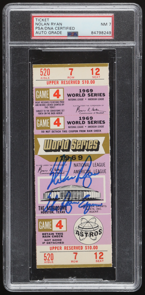 Nolan Ryan Signed 1969 World Series Game 4 Ticket Inscribed "The Ryan Express" (PSA 7) at PristineAuction.com Nolan Ryan Signed 1969 World Series Game 4 Ticket Inscribed "The Ryan Express" (PSA 7) at PristineAuction.com