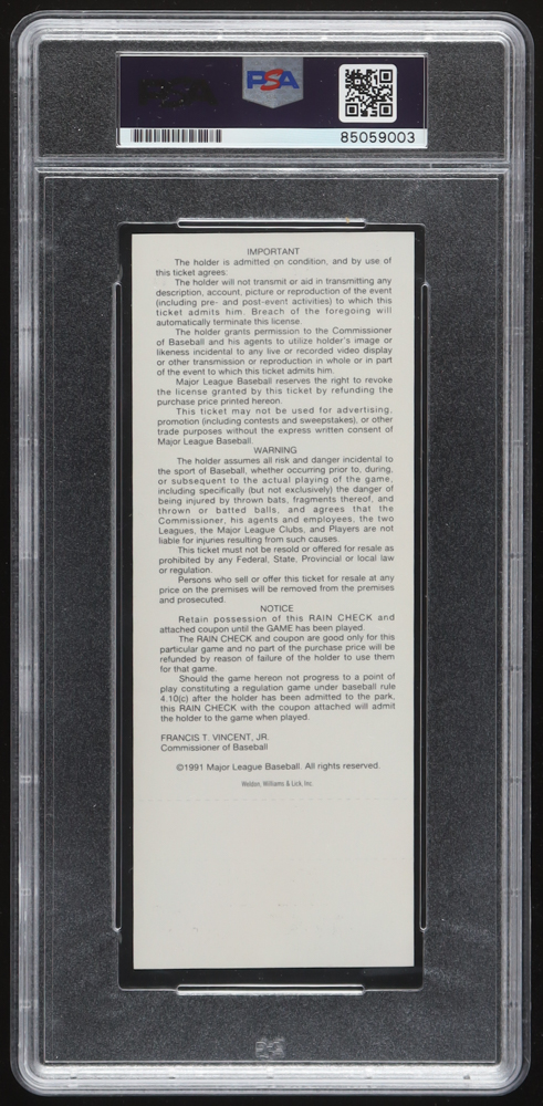 Rickey Henderson Signed 1991 All-Star Game Ticket (PSA) at PristineAuction.com Rickey Henderson Signed 1991 All-Star Game Ticket (PSA) at PristineAuction.com