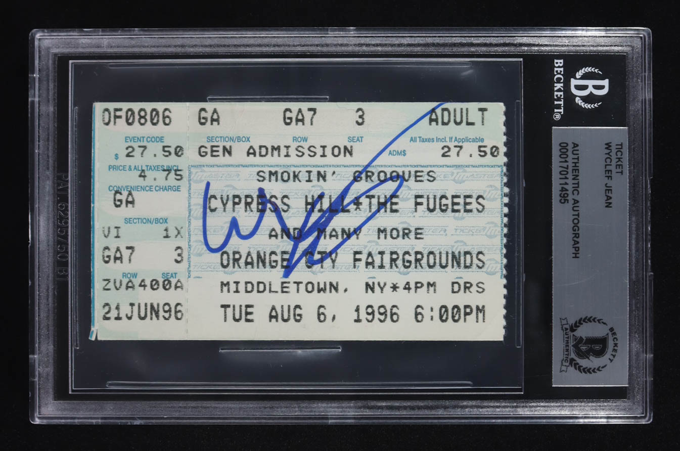Wyclef Jean Signed 1996 Fugees 2x3.5 Concert Ticket (Beckett) at PristineAuction.com Wyclef Jean Signed 1996 Fugees 2x3.5 Concert Ticket (Beckett) at PristineAuction.com