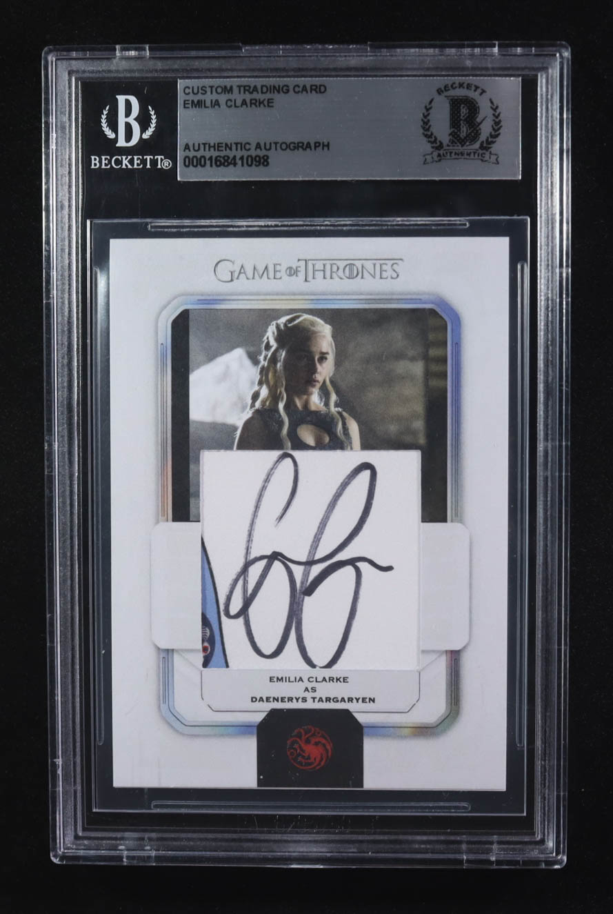 Emilia Clarke Signed "Game of Thrones" Custom Trading Card (BAS) at PristineAuction.com Emilia Clarke Signed "Game of Thrones" Custom Trading Card (BAS) at PristineAuction.com