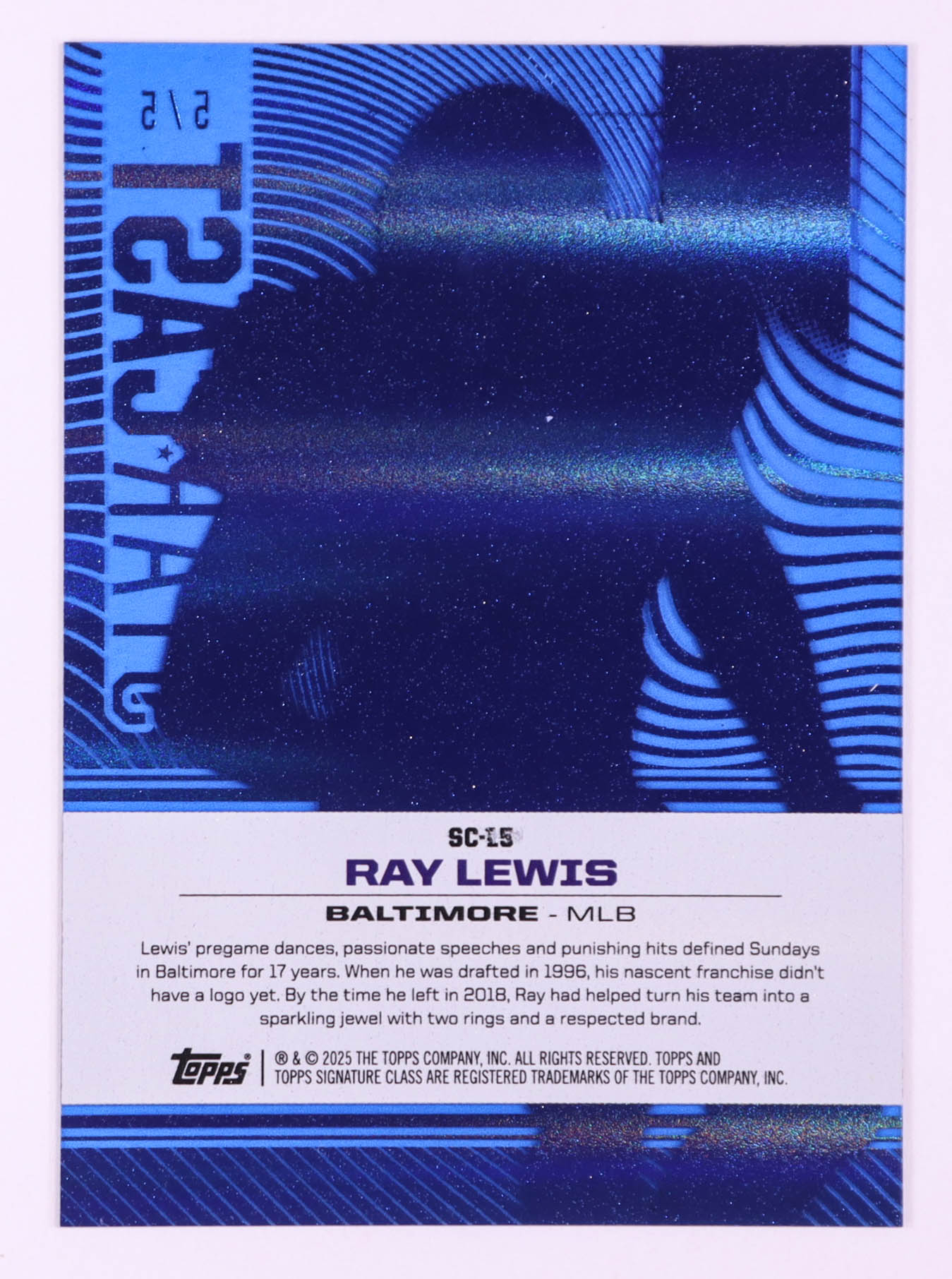 Ray Lewis 2024 Topps Signature Class Star Cast Blue #SC-15 #5/5 at PristineAuction.com Ray Lewis 2024 Topps Signature Class Star Cast Blue #SC-15 #5/5 at PristineAuction.com