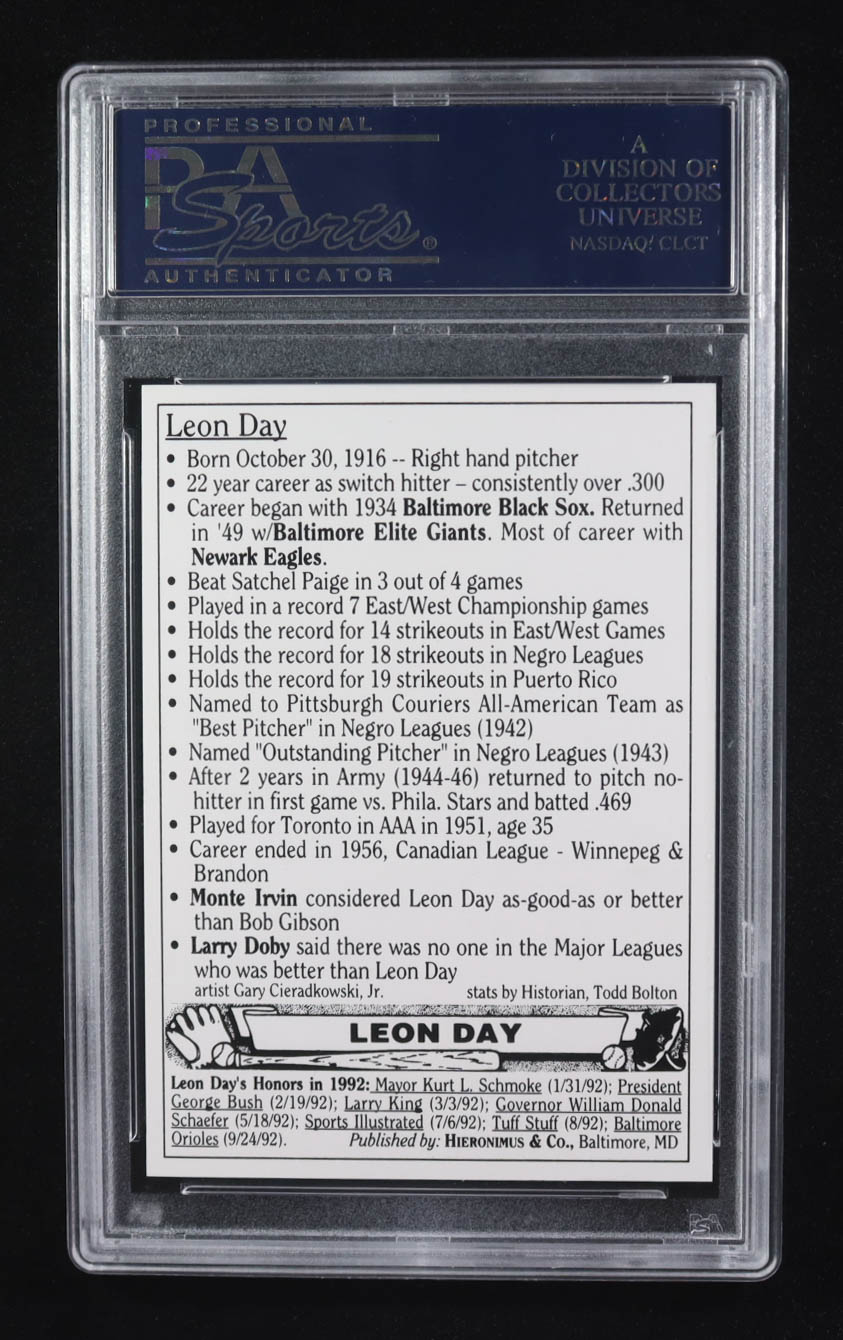 Leon Day Signed Trading Card (PSA) at PristineAuction.com Leon Day Signed Trading Card (PSA) at PristineAuction.com