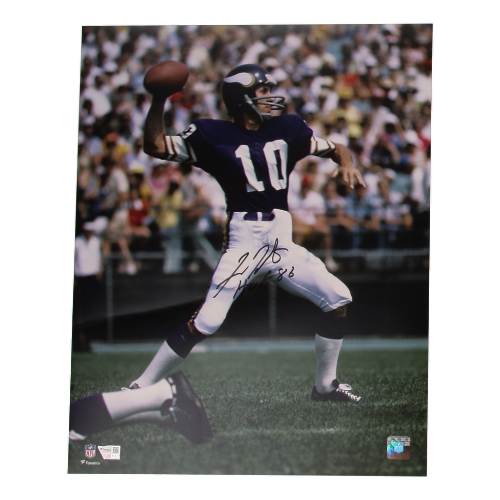 Fran Tarkenton Signed Vikings 16x20 Photo Inscribed "HOF 86" (Fanatics) at PristineAuction.com Fran Tarkenton Signed Vikings 16x20 Photo Inscribed "HOF 86" (Fanatics) at PristineAuction.com