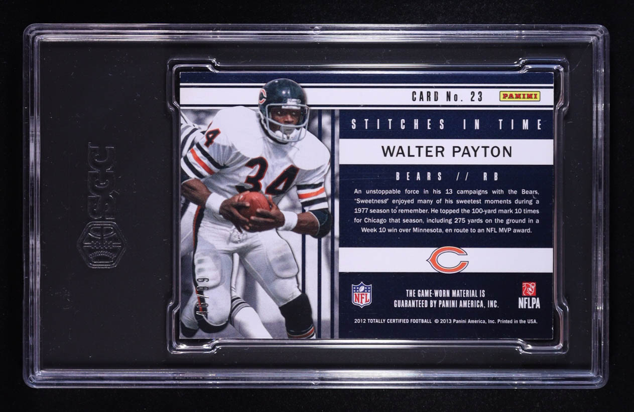 Walter Payton 2012 Totally Certified Stitches in Time #23 #46/99 (SGC 9) at PristineAuction.com Walter Payton 2012 Totally Certified Stitches in Time #23 #46/99 (SGC 9) at PristineAuction.com