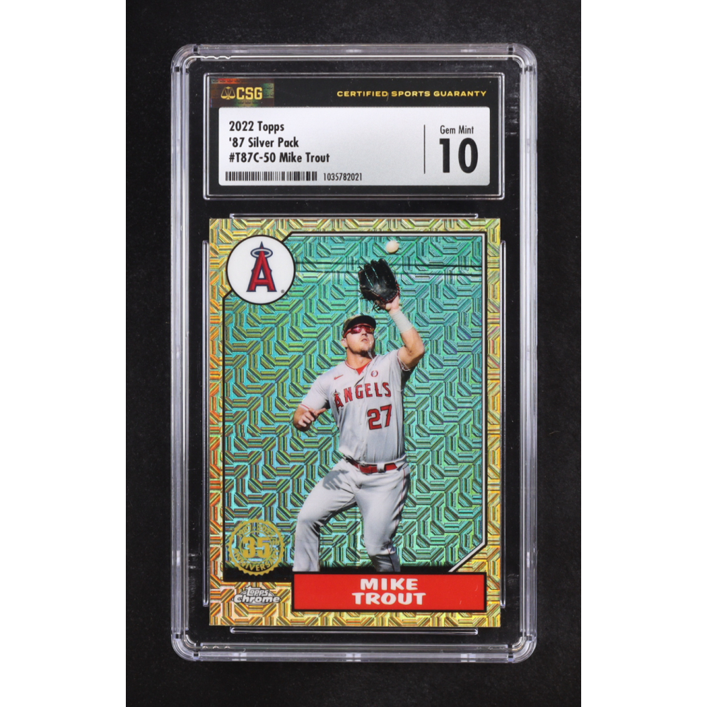 Mike Trout 2022 Topps Chrome 87' Silver Pack 35th Anniversary #T87C-50 (CSG 10) at PristineAuction.com
