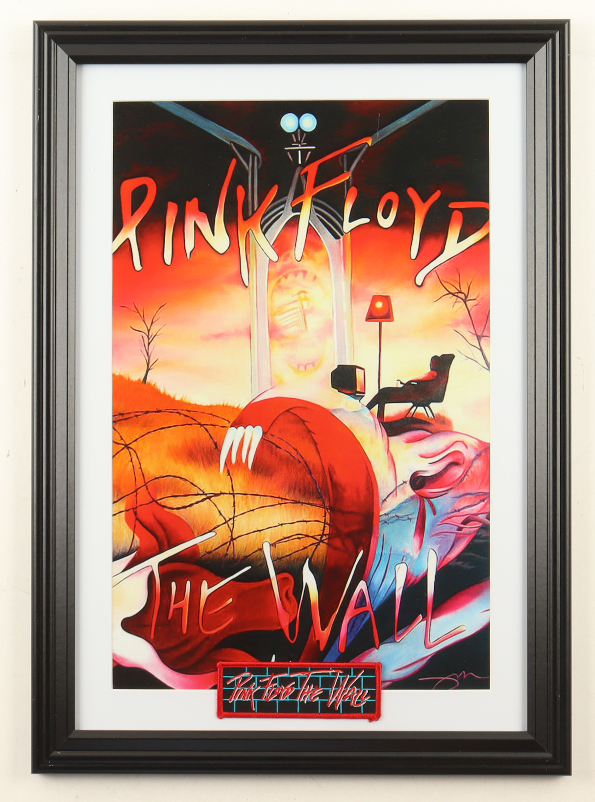 1982 "Pink Floyd: The Wall" Custom Framed Print with The Wall Patch at PristineAuction.com 1982 "Pink Floyd: The Wall" Custom Framed Print with The Wall Patch at PristineAuction.com
