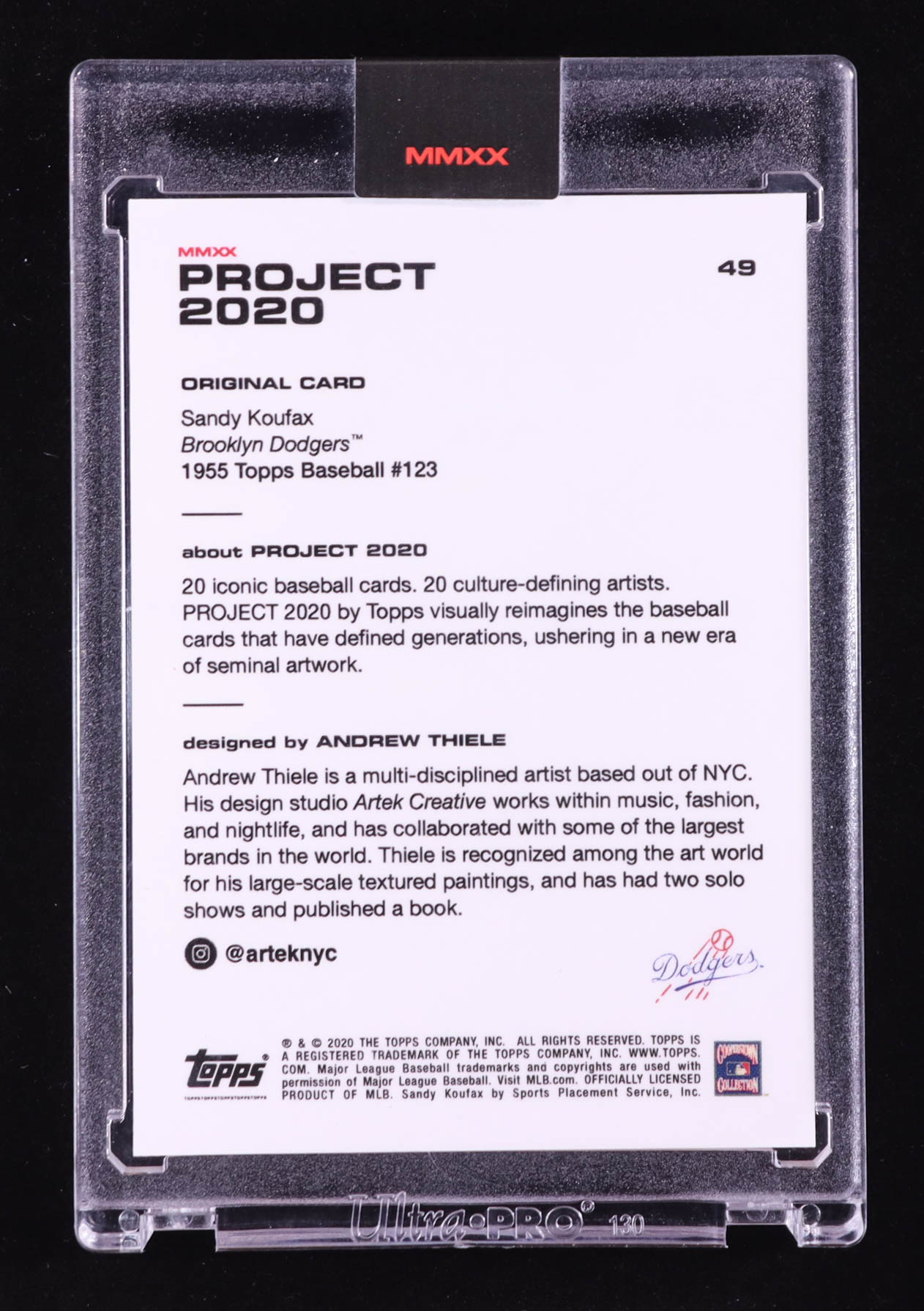 Sandy Koufax 2020 Topps Project 2020 #49 / Andrew Thiele at PristineAuction.com Sandy Koufax 2020 Topps Project 2020 #49 / Andrew Thiele at PristineAuction.com