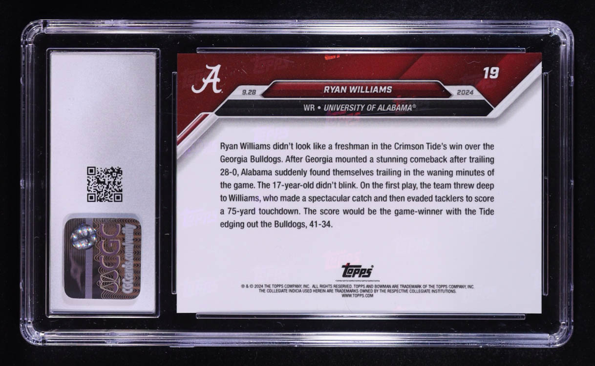 Ryan Williams 2024 Bowman University Now #19 RC (CGC 10) at PristineAuction.com Ryan Williams 2024 Bowman University Now #19 RC (CGC 10) at PristineAuction.com