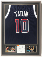 Jayson Tatum Signed Custom Framed Cut Display With Jersey (JSA) at PristineAuction.com
