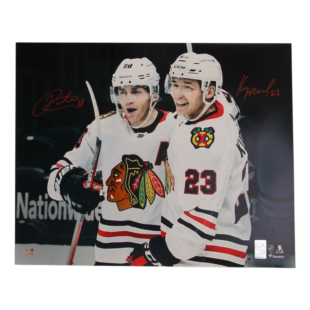 Patrick Kane & Philipp Kurashev Signed Blackhawks 16x20 Photo (Fanatics) at PristineAuction.com Patrick Kane & Philipp Kurashev Signed Blackhawks 16x20 Photo (Fanatics) at PristineAuction.com