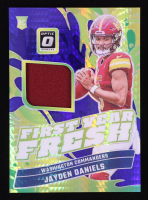 Jayden Daniels 2024 Donruss Optic First Year Fresh Jerseys Blue Hyper #17 RC at PristineAuction.com