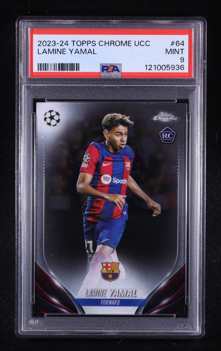 Lamine Yamal 2023-24 Topps Chrome UEFA Club Competitions #64 RC (PSA 9) at PristineAuction.com Lamine Yamal 2023-24 Topps Chrome UEFA Club Competitions #64 RC (PSA 9) at PristineAuction.com