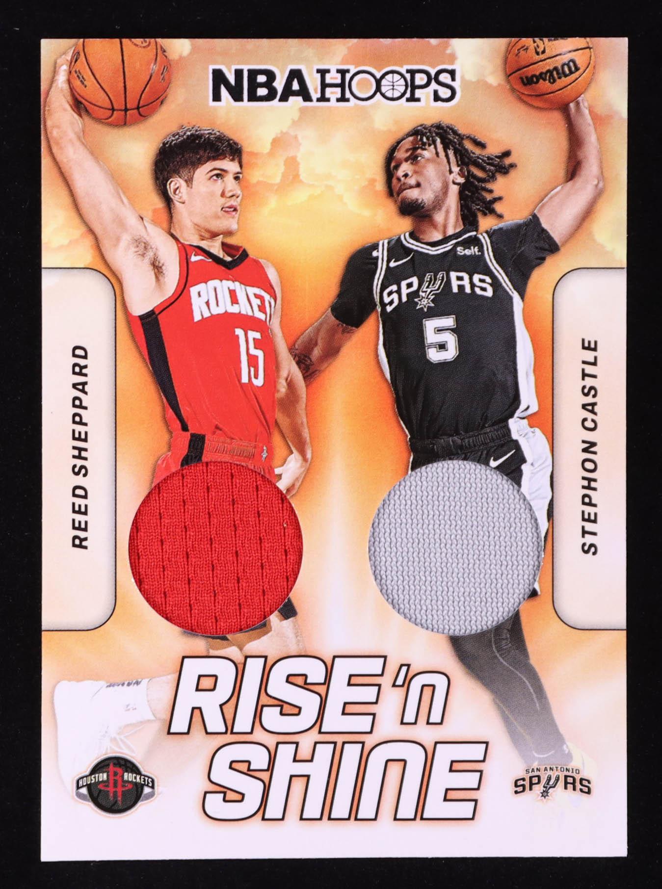 Reed Sheppard / Stephon Castle 2024-25 Hoops Rise N Shine Dual Memorabilia #7 RC at PristineAuction.com Reed Sheppard / Stephon Castle 2024-25 Hoops Rise N Shine Dual Memorabilia #7 RC at PristineAuction.com