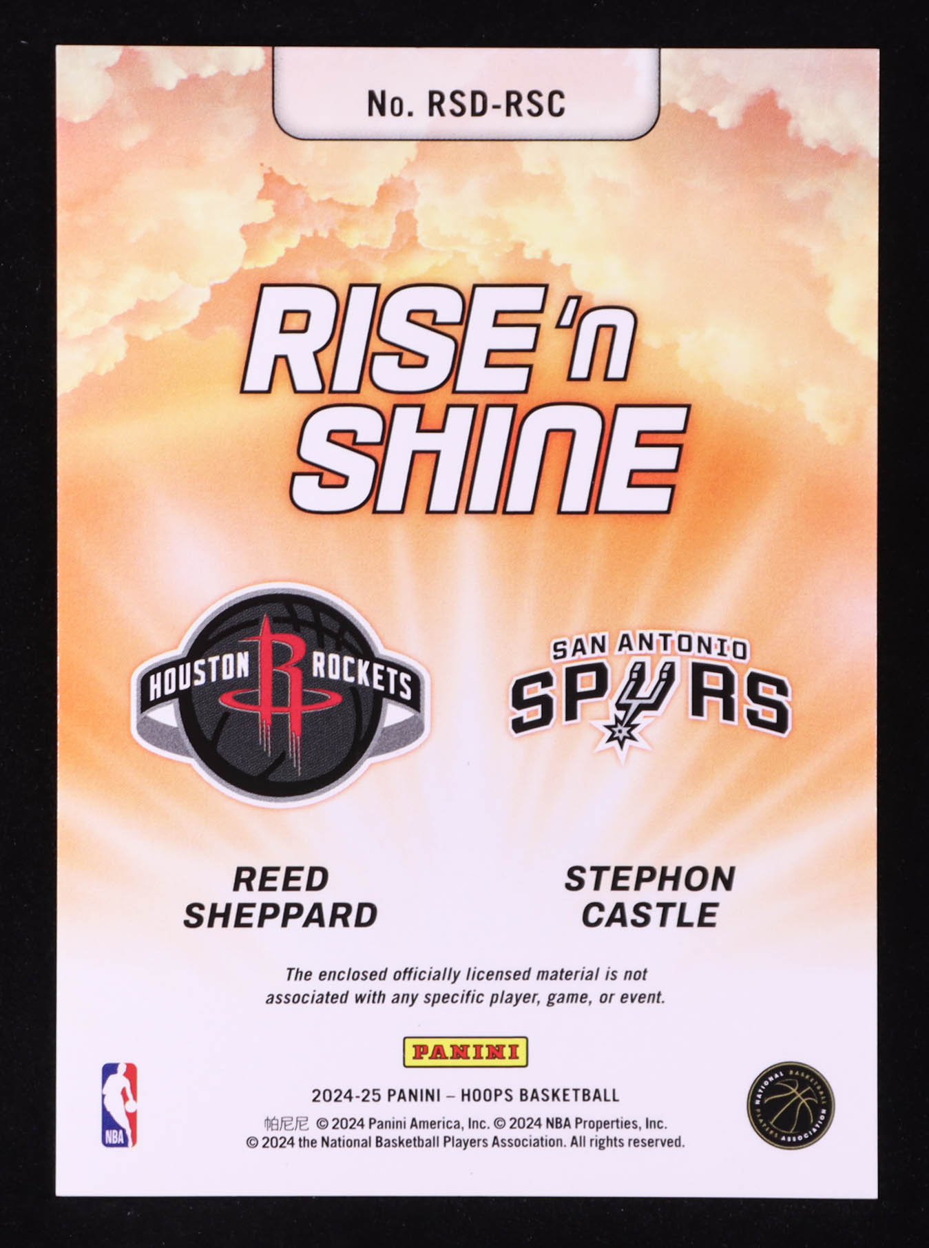 Reed Sheppard / Stephon Castle 2024-25 Hoops Rise N Shine Dual Memorabilia #7 RC at PristineAuction.com Reed Sheppard / Stephon Castle 2024-25 Hoops Rise N Shine Dual Memorabilia #7 RC at PristineAuction.com