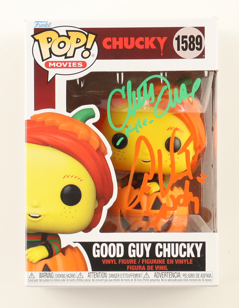 Alex Vincent & Christine Elise Signed "Chucky" #1589 Good Guy Chucky Funko Pop! Vinyl Figure (JSA) at PristineAuction.com Alex Vincent & Christine Elise Signed "Chucky" #1589 Good Guy Chucky Funko Pop! Vinyl Figure (JSA) at PristineAuction.com