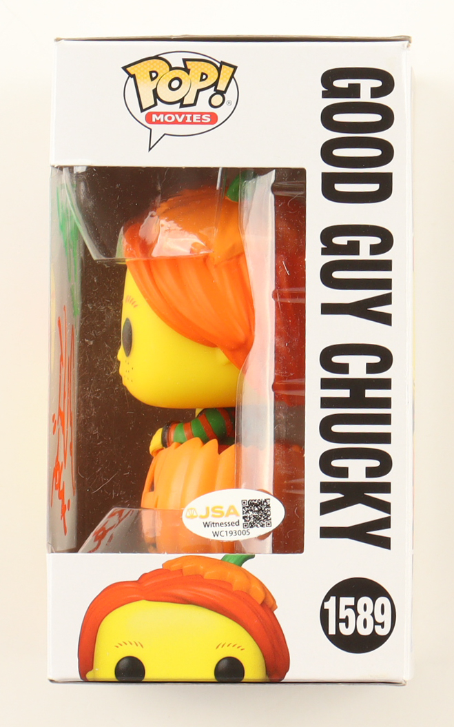 Alex Vincent & Christine Elise Signed "Chucky" #1589 Good Guy Chucky Funko Pop! Vinyl Figure (JSA) at PristineAuction.com Alex Vincent & Christine Elise Signed "Chucky" #1589 Good Guy Chucky Funko Pop! Vinyl Figure (JSA) at PristineAuction.com