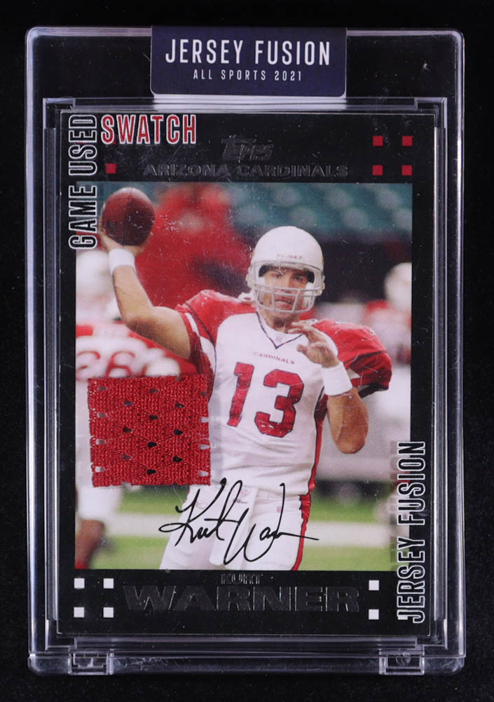 Kurt Warner 2021 Sportscards.com Jersey Fusion Game-Used Swatch #KW08 at PristineAuction.com Kurt Warner 2021 Sportscards.com Jersey Fusion Game-Used Swatch #KW08 at PristineAuction.com