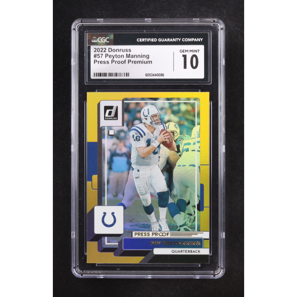 Peyton Manning 2022 Panini Donruss Press Proof Premium #57 (CGC 10) at PristineAuction.com