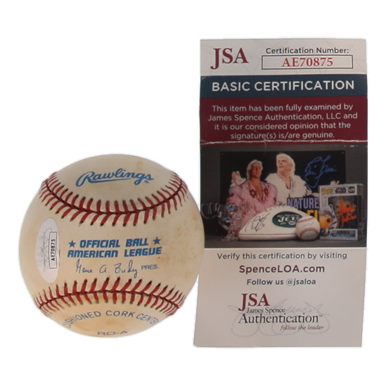 Bob Feller Signed OAL Baseball Inscribed "HOF 62" (JSA) at PristineAuction.com Bob Feller Signed OAL Baseball Inscribed "HOF 62" (JSA) at PristineAuction.com