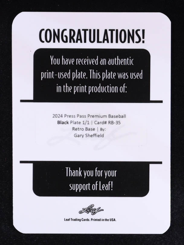Gary Sheffield 2024 Press Pass Premium Baseball Printing Plates Black #RB35 #1/1 at PristineAuction.com Gary Sheffield 2024 Press Pass Premium Baseball Printing Plates Black #RB35 #1/1 at PristineAuction.com