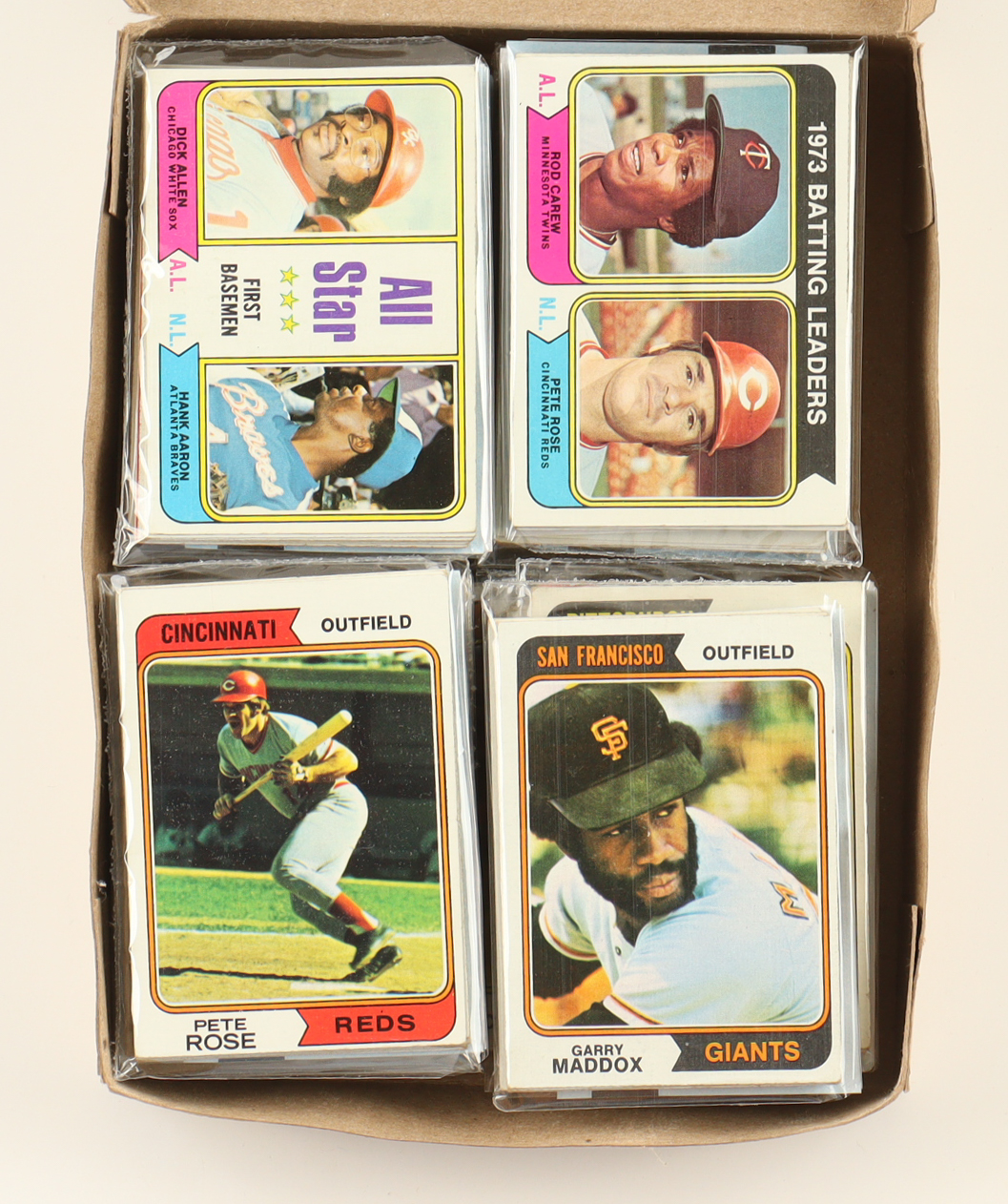 1974 Topps Baseball Cello Fun Pack Vending Box with (20) Packs at PristineAuction.com 1974 Topps Baseball Cello Fun Pack Vending Box with (20) Packs at PristineAuction.com