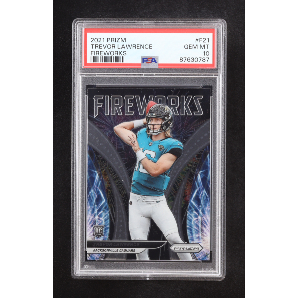 Trevor Lawrence 2021 Panini Prizm Fireworks #F21 RC (PSA 10) at PristineAuction.com