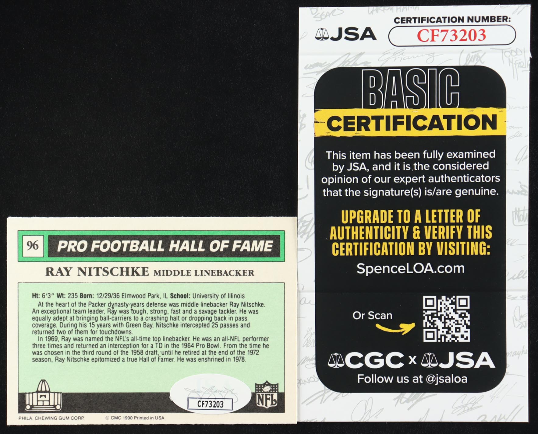 Ray Nitschke Signed 1990 Swell Greats #96 (JSA) at PristineAuction.com Ray Nitschke Signed 1990 Swell Greats #96 (JSA) at PristineAuction.com